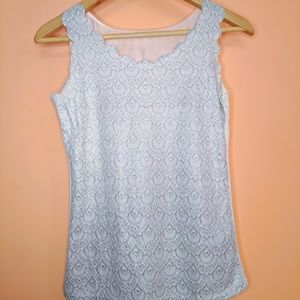 Fancy White Tank Top with Sparkly Silver Accents